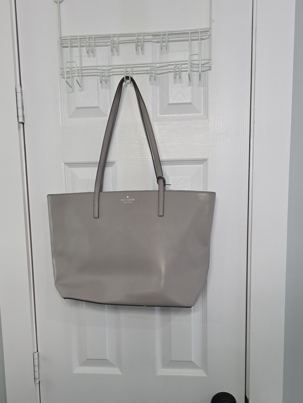 kate spade gray leather tote with shoulder straps